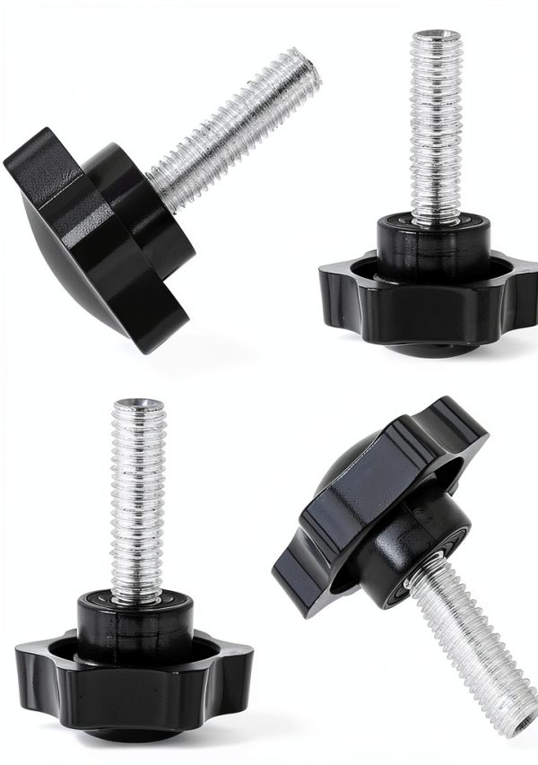 Litoexpe 4 Pack M8 x 30mm Star Hand Knob Thread Black Screw-3
