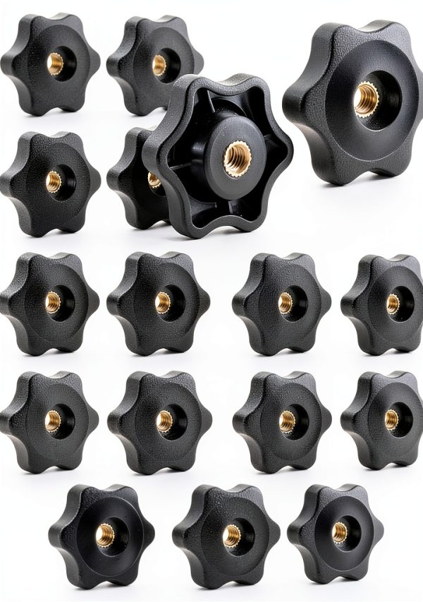 Thinp 1/4-20 Knob 6 Star Plastic Clamp for Umbrella Base Black-0