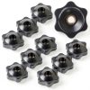 Star Knobs 12 Pc Set HouseUp 1/4-20 Thru Clamping Black Plastic-0
