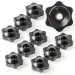 Star Knobs 12 Pc Set HouseUp 1/4-20 Thru Clamping Black Plastic-0