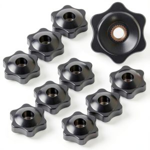 Star Knobs 12 Pc Set HouseUp 1/4-20 Thru Clamping Black Plastic-0