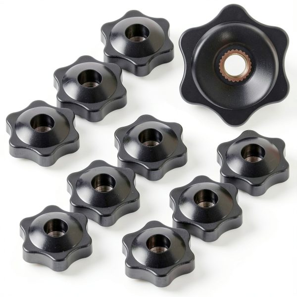Star Knobs 12 Pc Set HouseUp 1/4-20 Thru Clamping Black Plastic-0