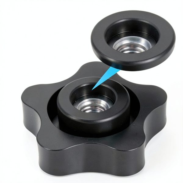 Zhengmy 30 Pcs Female Threaded Knob Black Plastic Star Nut 5/16-18-2