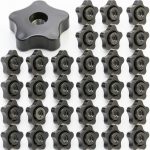 Zhengmy 30 Pcs Female Threaded Knob Black Plastic Star Nut 5/16-18-0