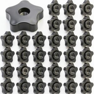 Zhengmy 30 Pcs Female Threaded Knob Black Plastic Star Nut 5/16-18-0