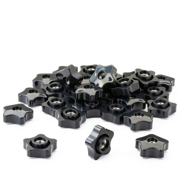 Zhengmy 30 Pcs Female Threaded Knob Black Plastic Star Nut 5/16-18-4