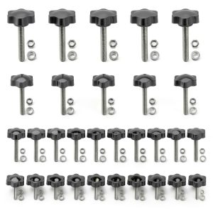 30 Sets M4 M5 M6 M8 Stainless Steel Hex Shaped Metal Clamping Hand Star Knobs with Nuts and Flat Washer Assortment Kit, Quick Removal Clamping Screw Knob Star Knobs-0