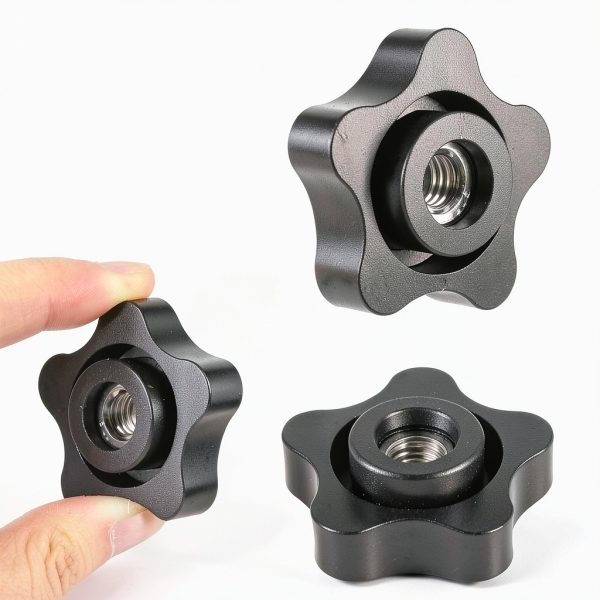 Zhengmy 30 Pcs Female Threaded Knob Black Plastic Star Nut 5/16-18-1
